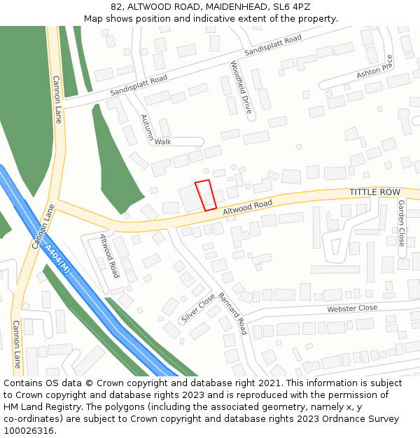 82, ALTWOOD ROAD, MAIDENHEAD, SL6 4PZ: Location map and indicative extent of plot