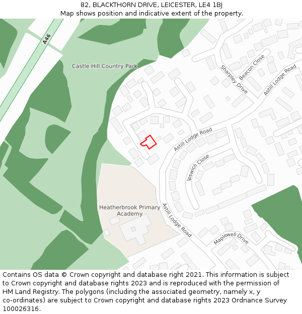 82, BLACKTHORN DRIVE, LEICESTER, LE4 1BJ: Location map and indicative extent of plot