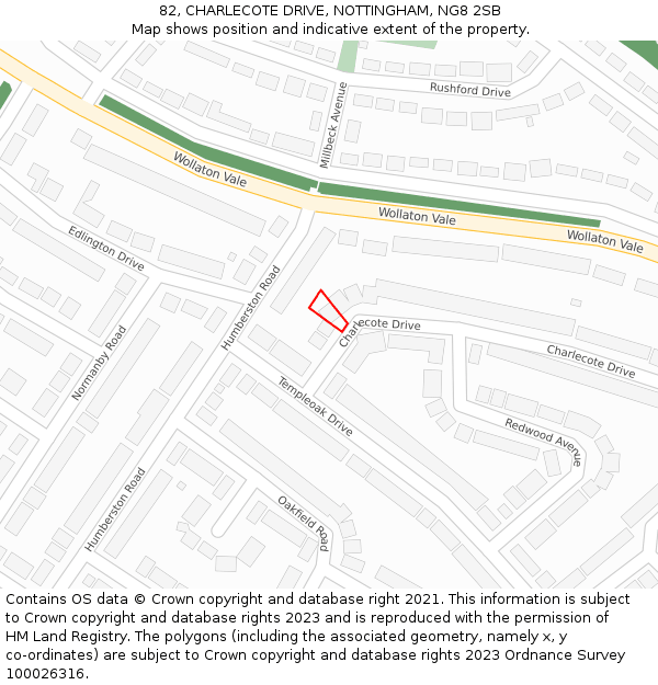 82, CHARLECOTE DRIVE, NOTTINGHAM, NG8 2SB: Location map and indicative extent of plot