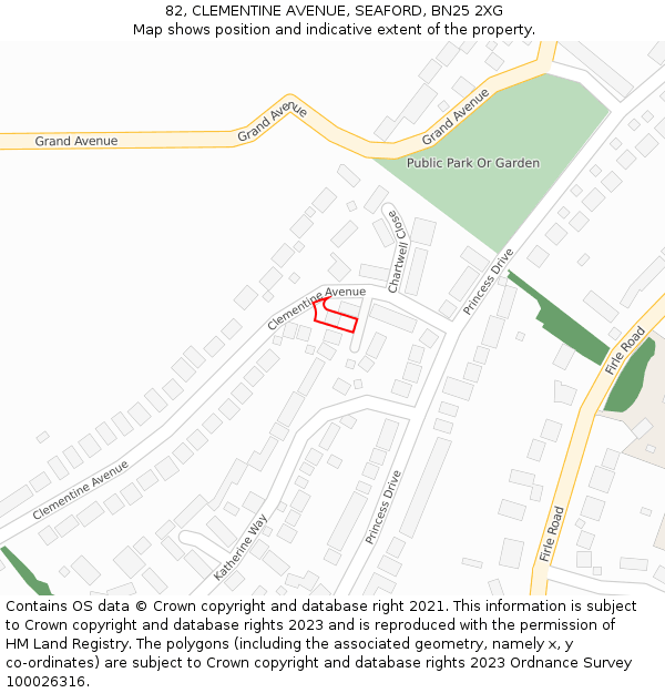 82, CLEMENTINE AVENUE, SEAFORD, BN25 2XG: Location map and indicative extent of plot
