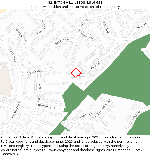 82, EATON HILL, LEEDS, LS16 6SE: Location map and indicative extent of plot
