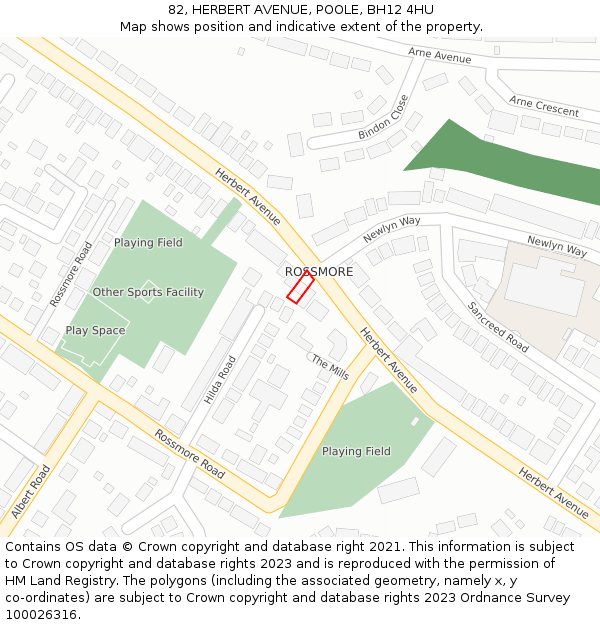 82, HERBERT AVENUE, POOLE, BH12 4HU: Location map and indicative extent of plot