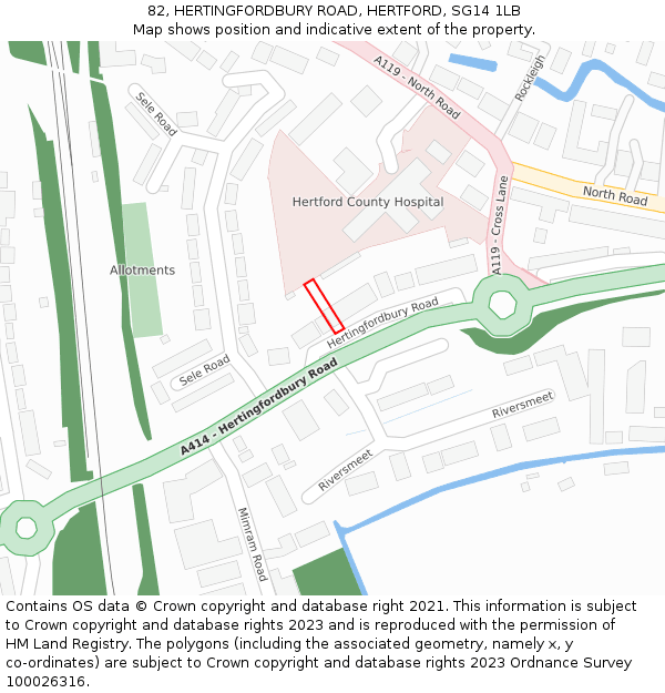 82, HERTINGFORDBURY ROAD, HERTFORD, SG14 1LB: Location map and indicative extent of plot