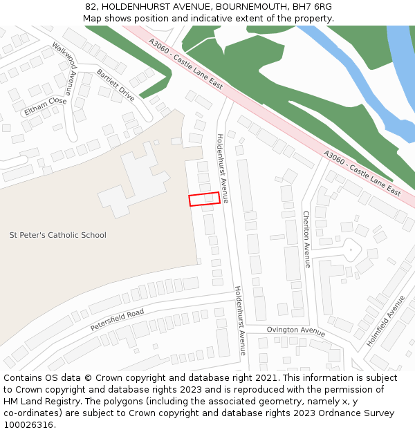 82, HOLDENHURST AVENUE, BOURNEMOUTH, BH7 6RG: Location map and indicative extent of plot