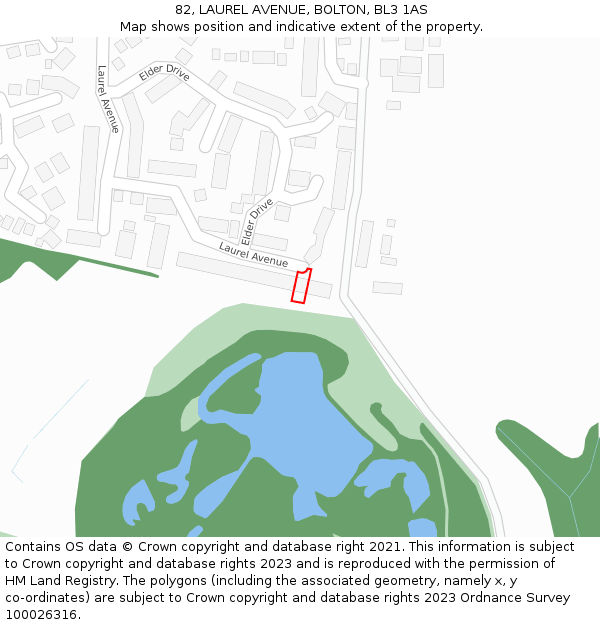 82, LAUREL AVENUE, BOLTON, BL3 1AS: Location map and indicative extent of plot