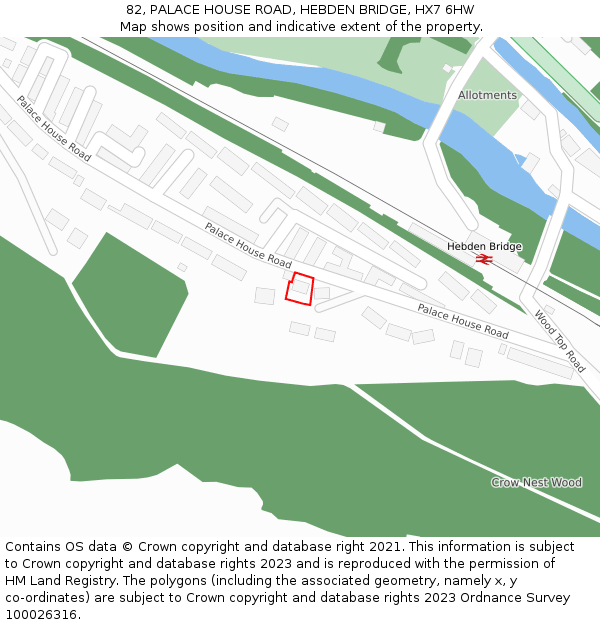 82, PALACE HOUSE ROAD, HEBDEN BRIDGE, HX7 6HW: Location map and indicative extent of plot