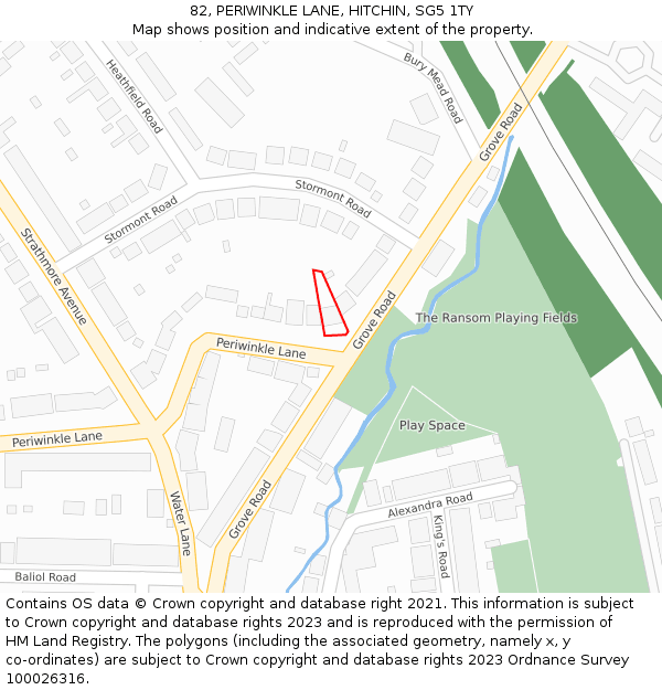 82, PERIWINKLE LANE, HITCHIN, SG5 1TY: Location map and indicative extent of plot