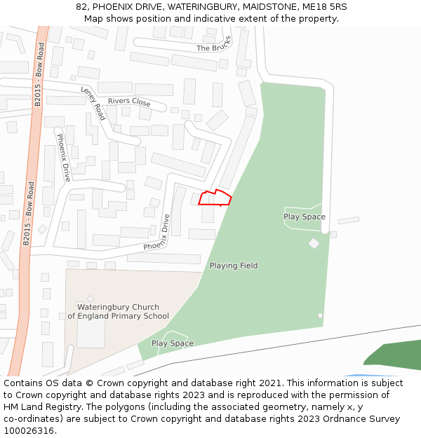 82, PHOENIX DRIVE, WATERINGBURY, MAIDSTONE, ME18 5RS: Location map and indicative extent of plot