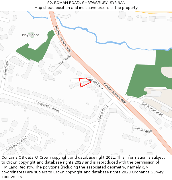 82, ROMAN ROAD, SHREWSBURY, SY3 9AN: Location map and indicative extent of plot