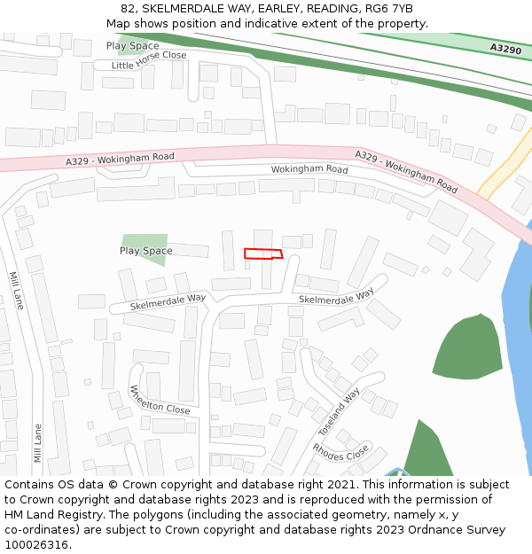 82, SKELMERDALE WAY, EARLEY, READING, RG6 7YB: Location map and indicative extent of plot