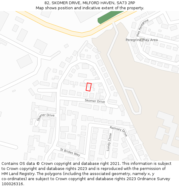 82, SKOMER DRIVE, MILFORD HAVEN, SA73 2RP: Location map and indicative extent of plot