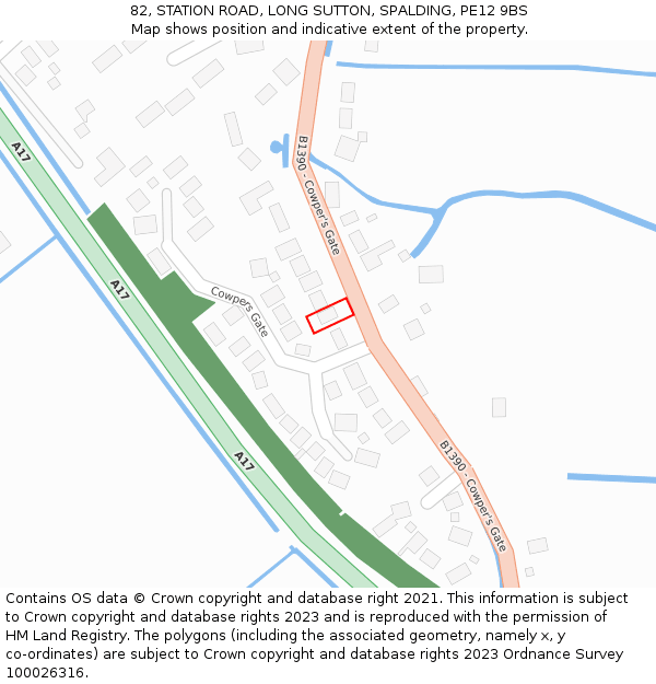 82, STATION ROAD, LONG SUTTON, SPALDING, PE12 9BS: Location map and indicative extent of plot