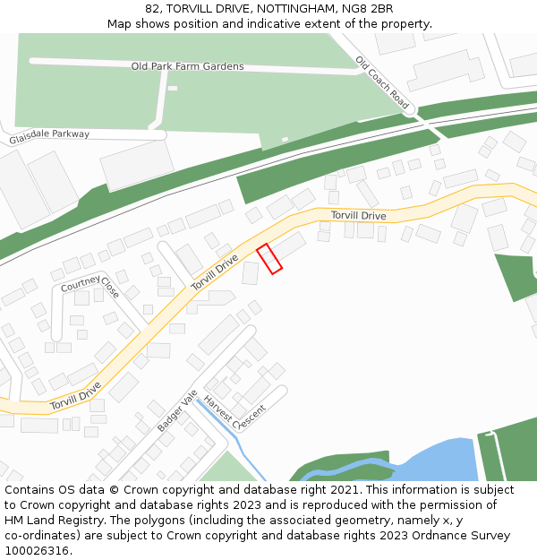82, TORVILL DRIVE, NOTTINGHAM, NG8 2BR: Location map and indicative extent of plot