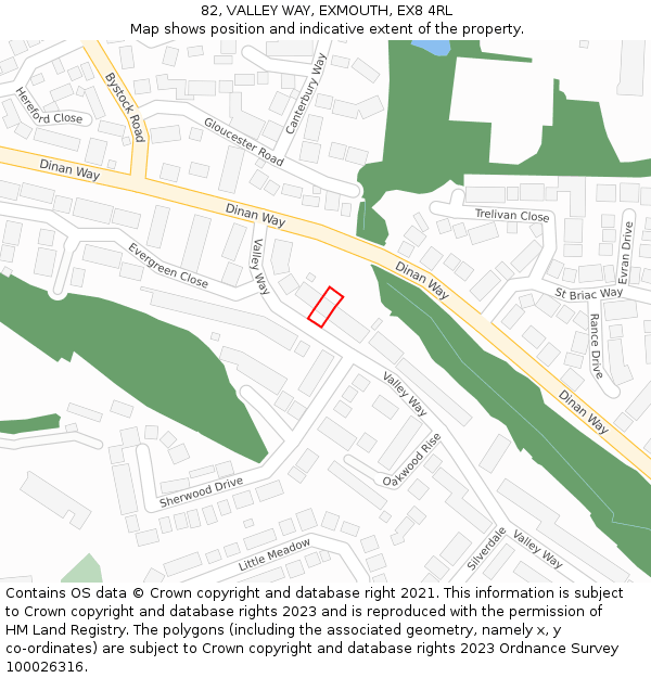 82, VALLEY WAY, EXMOUTH, EX8 4RL: Location map and indicative extent of plot
