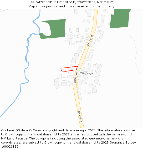 82, WEST END, SILVERSTONE, TOWCESTER, NN12 8UY: Location map and indicative extent of plot