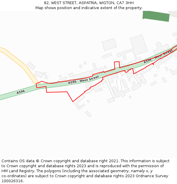 82, WEST STREET, ASPATRIA, WIGTON, CA7 3HH: Location map and indicative extent of plot