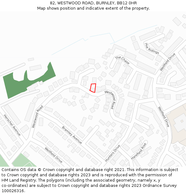 82, WESTWOOD ROAD, BURNLEY, BB12 0HR: Location map and indicative extent of plot