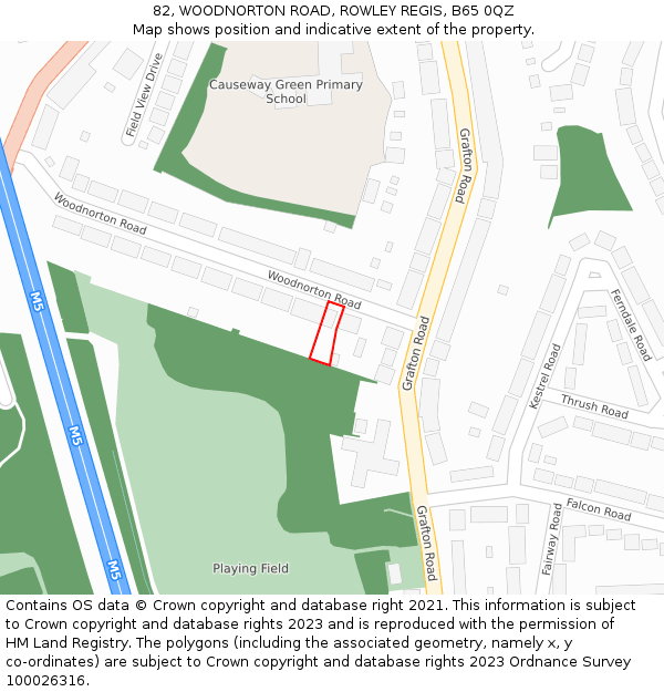 82, WOODNORTON ROAD, ROWLEY REGIS, B65 0QZ: Location map and indicative extent of plot