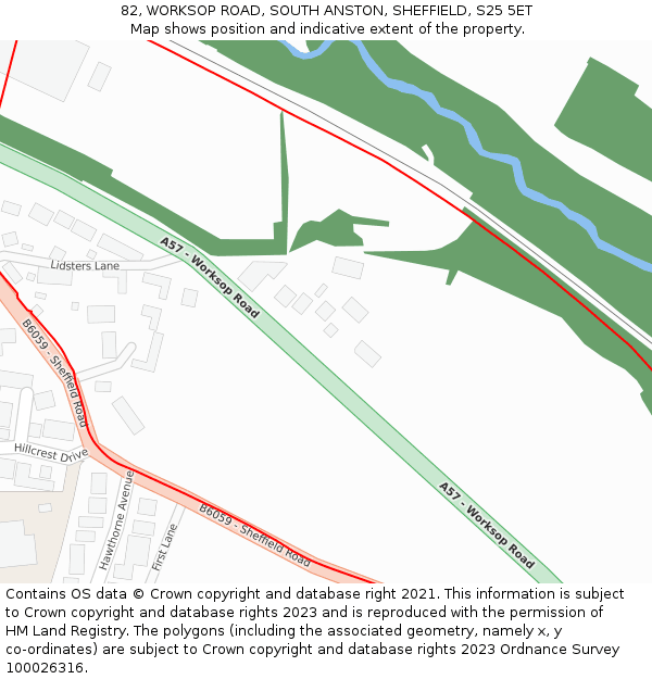 82, WORKSOP ROAD, SOUTH ANSTON, SHEFFIELD, S25 5ET: Location map and indicative extent of plot