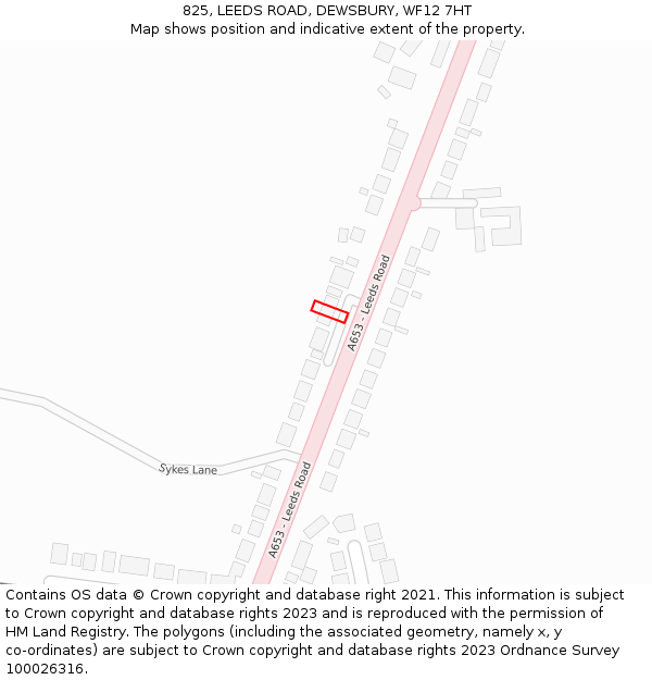 825, LEEDS ROAD, DEWSBURY, WF12 7HT: Location map and indicative extent of plot