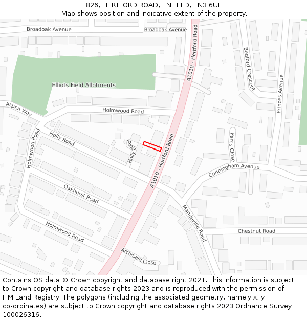 826, HERTFORD ROAD, ENFIELD, EN3 6UE: Location map and indicative extent of plot