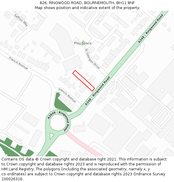 826, RINGWOOD ROAD, BOURNEMOUTH, BH11 8NF: Location map and indicative extent of plot
