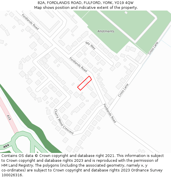 82A, FORDLANDS ROAD, FULFORD, YORK, YO19 4QW: Location map and indicative extent of plot