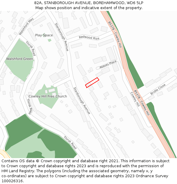 82A, STANBOROUGH AVENUE, BOREHAMWOOD, WD6 5LP: Location map and indicative extent of plot