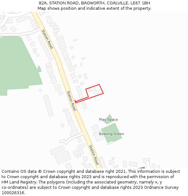 82A, STATION ROAD, BAGWORTH, COALVILLE, LE67 1BH: Location map and indicative extent of plot