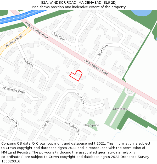 82A, WINDSOR ROAD, MAIDENHEAD, SL6 2DJ: Location map and indicative extent of plot