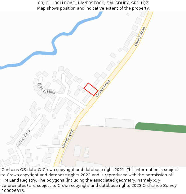 83, CHURCH ROAD, LAVERSTOCK, SALISBURY, SP1 1QZ: Location map and indicative extent of plot