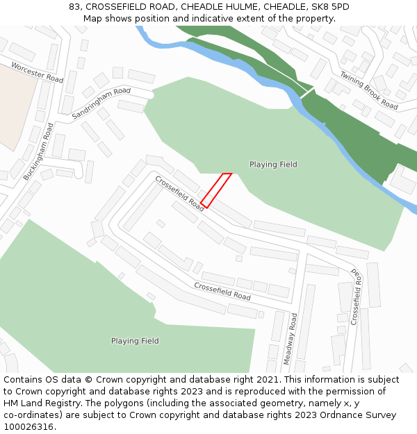 83, CROSSEFIELD ROAD, CHEADLE HULME, CHEADLE, SK8 5PD: Location map and indicative extent of plot