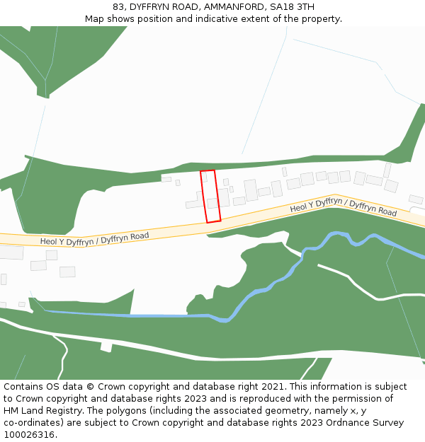83, DYFFRYN ROAD, AMMANFORD, SA18 3TH: Location map and indicative extent of plot