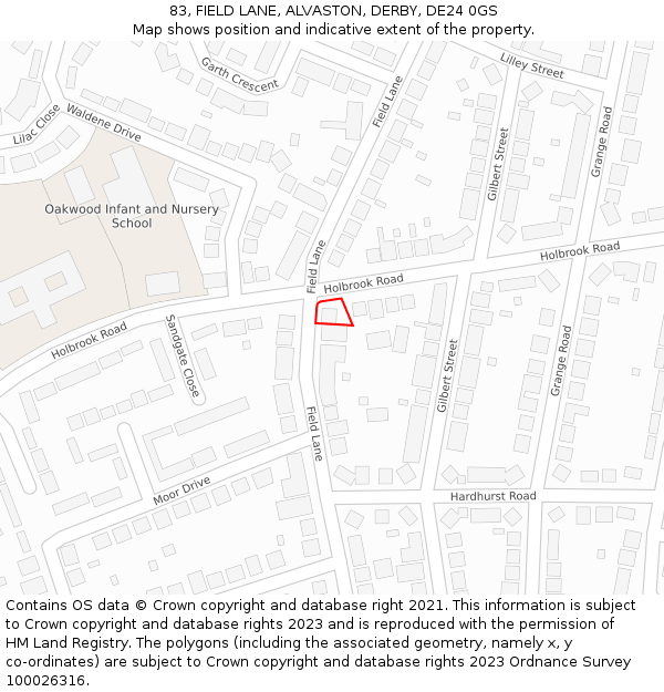 83, FIELD LANE, ALVASTON, DERBY, DE24 0GS: Location map and indicative extent of plot