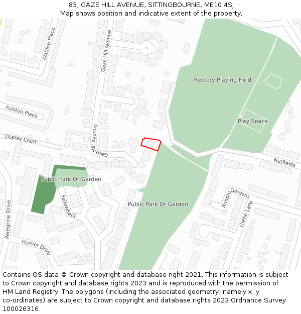 83, GAZE HILL AVENUE, SITTINGBOURNE, ME10 4SJ: Location map and indicative extent of plot