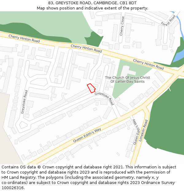 83, GREYSTOKE ROAD, CAMBRIDGE, CB1 8DT: Location map and indicative extent of plot