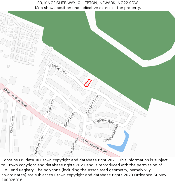 83, KINGFISHER WAY, OLLERTON, NEWARK, NG22 9DW: Location map and indicative extent of plot