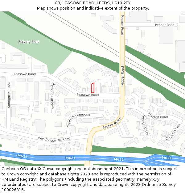 83, LEASOWE ROAD, LEEDS, LS10 2EY: Location map and indicative extent of plot