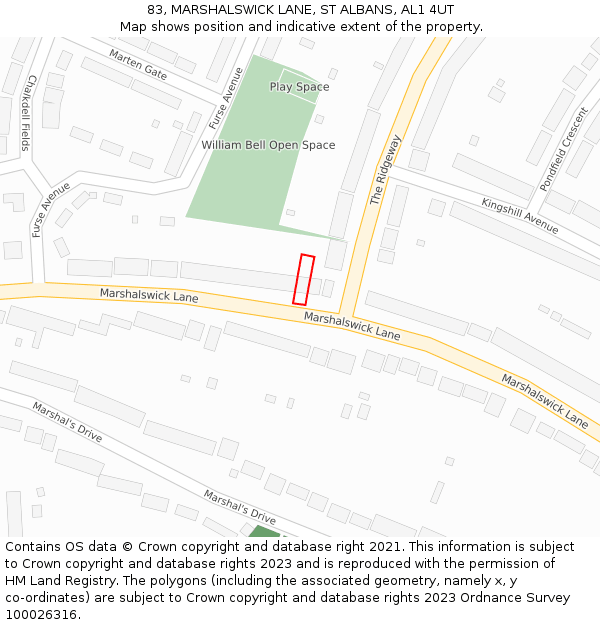83, MARSHALSWICK LANE, ST ALBANS, AL1 4UT: Location map and indicative extent of plot