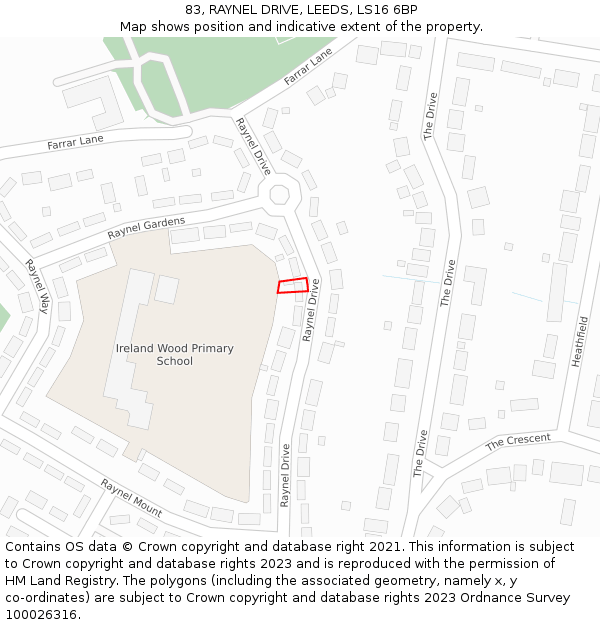 83, RAYNEL DRIVE, LEEDS, LS16 6BP: Location map and indicative extent of plot