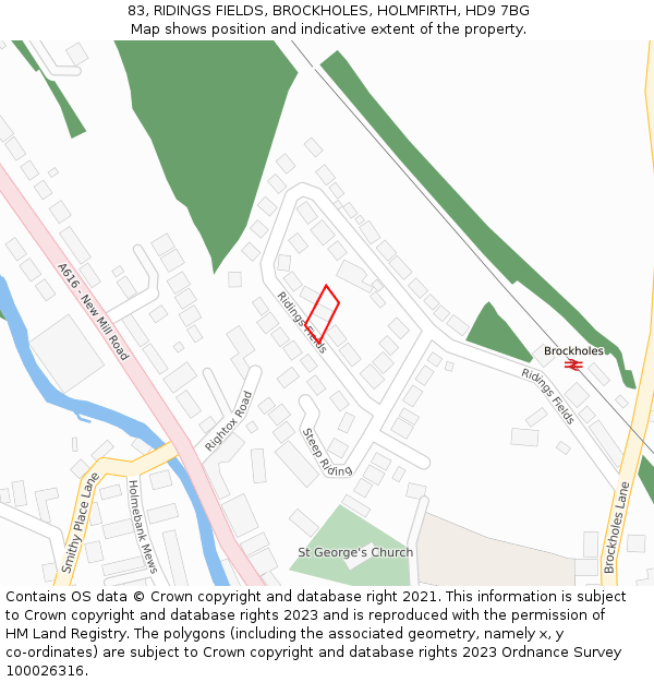 83, RIDINGS FIELDS, BROCKHOLES, HOLMFIRTH, HD9 7BG: Location map and indicative extent of plot