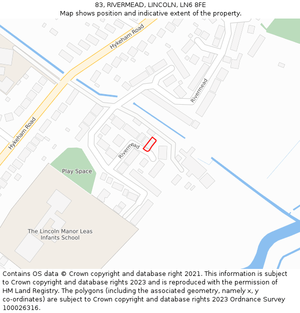 83, RIVERMEAD, LINCOLN, LN6 8FE: Location map and indicative extent of plot
