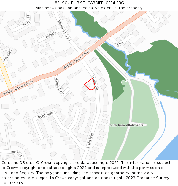 83, SOUTH RISE, CARDIFF, CF14 0RG: Location map and indicative extent of plot