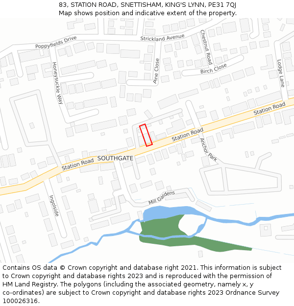 83, STATION ROAD, SNETTISHAM, KING'S LYNN, PE31 7QJ: Location map and indicative extent of plot
