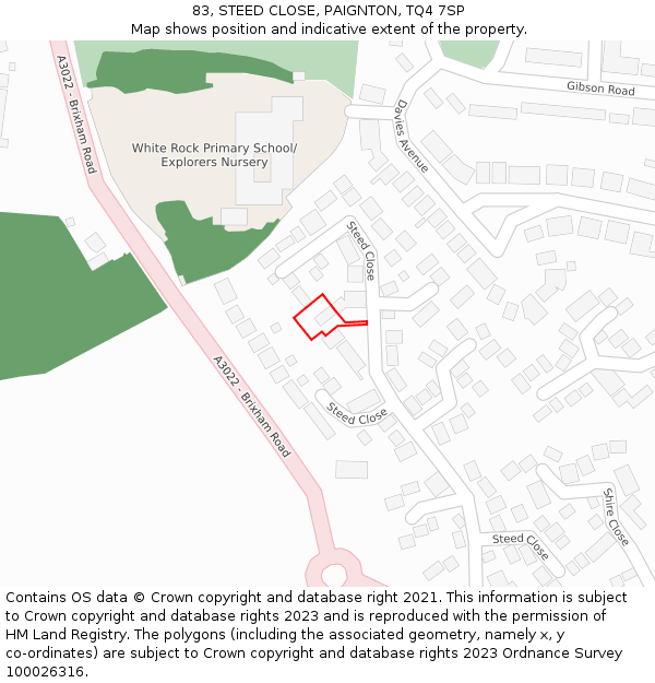 83, STEED CLOSE, PAIGNTON, TQ4 7SP: Location map and indicative extent of plot