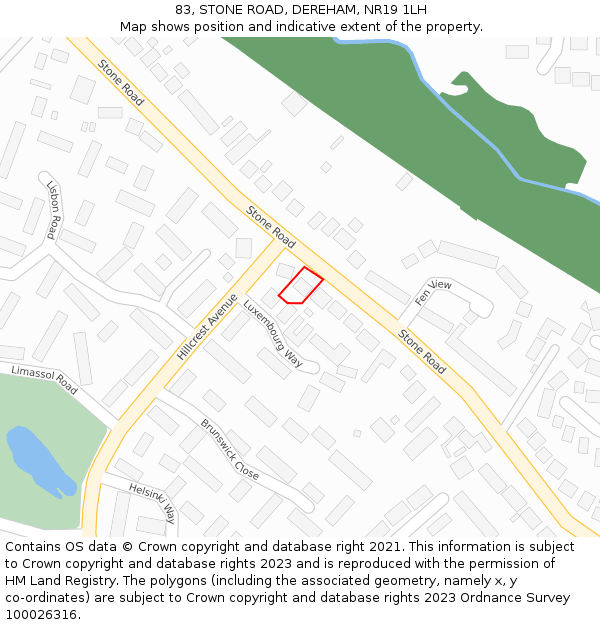 83, STONE ROAD, DEREHAM, NR19 1LH: Location map and indicative extent of plot