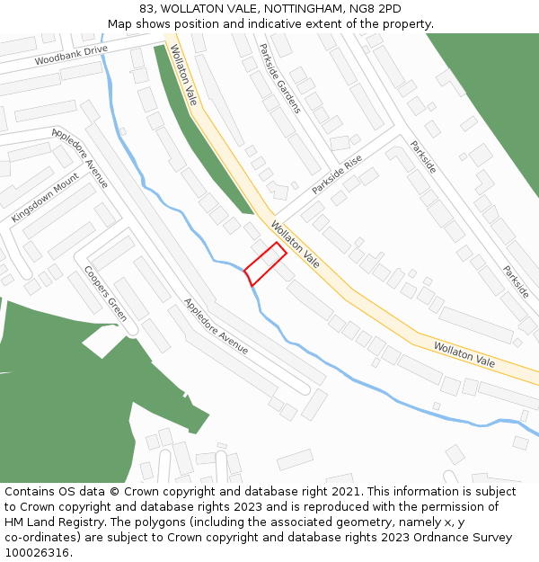 83, WOLLATON VALE, NOTTINGHAM, NG8 2PD: Location map and indicative extent of plot