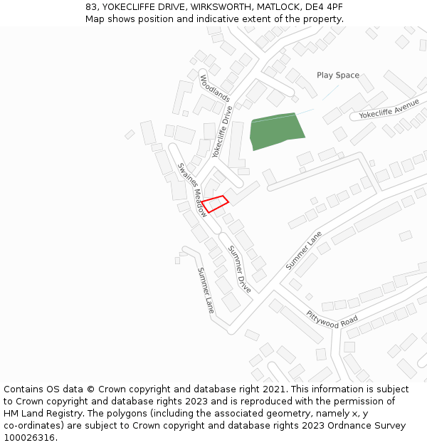 83, YOKECLIFFE DRIVE, WIRKSWORTH, MATLOCK, DE4 4PF: Location map and indicative extent of plot