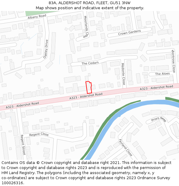 83A, ALDERSHOT ROAD, FLEET, GU51 3NW: Location map and indicative extent of plot