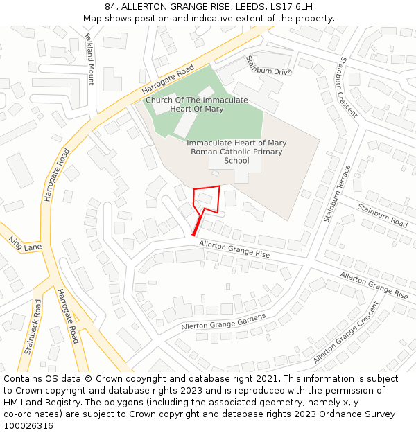 84, ALLERTON GRANGE RISE, LEEDS, LS17 6LH: Location map and indicative extent of plot